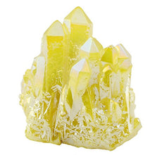 Load image into Gallery viewer, Rockcloud Healing Crystal Natural Titanium Coated Lemon Yellow Rock Quartz Cluster Geode Druzy Home Decoration Gemstone Specimen