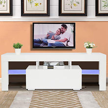 Load image into Gallery viewer, Bonnlo White TV Stand with LED Light Modern 51 Inch TV Stand TV Cabinet with Storage, Drawer and Shelves for Living Room Bedroom Furniture