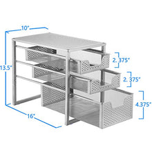 Load image into Gallery viewer, Simple Trending 3-Tier Under Sink Cabinet Organizer with Sliding Storage Drawer, Desktop Organizer for Kitchen Bathroom Office, Stackbale, Silver