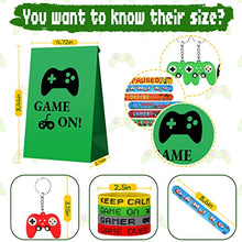 Load image into Gallery viewer, 48 Pieces Video Game Party Gift Bags Video Game Slap Bracelets Video Game Silicone Bracelets Brick Game Console Keychain with Hanging Chain for Boys Girls Video Game Birthday Party Favors Supplies