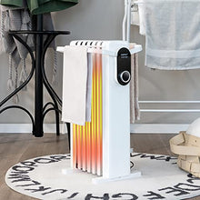 Load image into Gallery viewer, COSTWAY Oil Filled Radiator Heater, 1500W Electric Space Heater with Foldable Hanging Rack, 3 Heat Settings, Overheat and Tip-Over Protection, Portable Radiant Heater for Home Office Indoor Use, White
