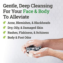 Load image into Gallery viewer, Natural Activated Charcoal Soap Bar (2-Pack) | Hand, Foot & Body Soap for Acne, Blackheads, Eczema, Athletes Foot | Tea Tree, Peppermint & Charcoal Soap | Vegan, Cruelty Free | Made In USA | 8 Oz