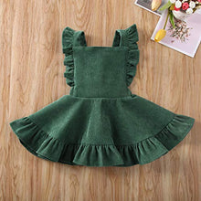 Load image into Gallery viewer, Karuedoo Baby Girls Velvet Suspender Skirt Infant Toddler Ruffled Casual Strap Sundress Summer Outfit Clothes (2-3T, Green 2(Velvet))