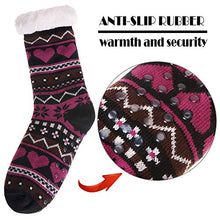 Load image into Gallery viewer, Dosoni Women's Winter Snowflake Fleece Lining Knit Thick Warm Christmas Slipper Socks (Black)