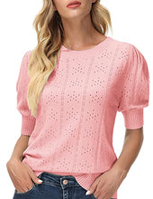 Load image into Gallery viewer, Pullover Sweaters for Women Lightweight Knit Sweater Tops Light Pink Shirt 2XL
