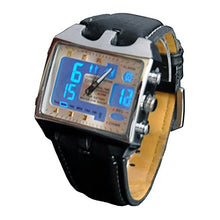 Load image into Gallery viewer, ShoppeWatch Mens Referee Sports Watch Big Square Face LED Dual Time Analog Digital Light Up Dial Stopwatch Leather Band Relojes Deportivos de Hombre Cronometros Wacht Hombre OH-112