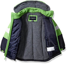 Load image into Gallery viewer, LONDON FOG Big Boys' 2-Piece Colorblock Snow Bib and Jacket Snowsuit, Green 10/12