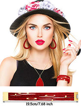 Load image into Gallery viewer, 4 Pieces Women's Glitter Jewelry Set Bridal Wedding Multi-Layer Bracelet Faux Leather Dangle Earrings Necklace (Red)