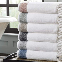 Load image into Gallery viewer, Amrapur Overseas 600 GSM 6-Piece Towel Set with Filgree Jacquard Border Charcoal