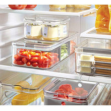 Load image into Gallery viewer, iDesign Crisp Plastic Refrigerator and Pantry Large Divided Bin with Handles, Modular Stacking Food Storage Box for Freezer, Fridge, Office, Cabinet, Bathroom, BPA Free
