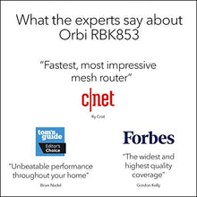 Load image into Gallery viewer, NETGEAR Orbi Whole Home Tri-band Mesh Wi-Fi 6 System (RBK853) – Router with 2 Satellite Extenders, Coverage Up to 7,500 Square Feet, 100 Devices, AX6000 (Up to 6Gbps)