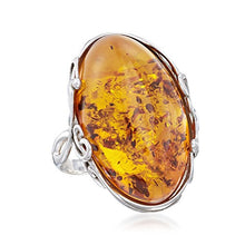 Load image into Gallery viewer, Ross-Simons Orange Amber Ring in Sterling Silver. Size 7