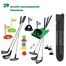 Load image into Gallery viewer, Portable Children Golf Club Set Toy Flag Mat Golf Practice Balls 29 Pieces Sports Indoor Outdoor Golf Game for Kids with Backbag