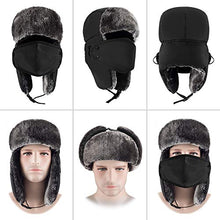 Load image into Gallery viewer, Mysuntown Unisex Winter Trooper Trapper Hat Hunting Hat Ushanka Ear Flap Chin Strap and Windproof Mask,Black,22-24 Inches ,One Size Fits All