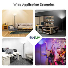 Load image into Gallery viewer, Floor Lamp, HueLiv Super Bright RGBW Smart WiFi LED Floor Lamp for Reading, Dimmable Torchiere, for Living Rooms Bedrooms, for DIY, Compatible with Alexa & Google Home, Black, 25W