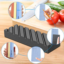 Load image into Gallery viewer, Complete Knife Sharpening Stone Set – Dual Grit Whetstone 400/1000 3000/8000 Premium Whetstone Knife Sharpener with Leather Strop, Flattening Stone, Bamboo Base, 3 Non-slip Rubber Bases & Angle Guide