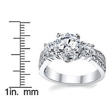 Load image into Gallery viewer, 1.50 Carat Round Cubic Zirconia" Past, Present, Future" Sterling Silver 925 Wedding Engagement Ring 7