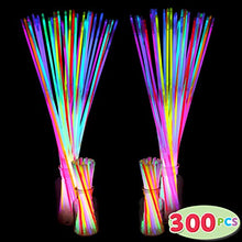 Load image into Gallery viewer, 300 Pack Glow Sticks with 100 22” Necklaces + 200 8” Bracelets Connector Included; Glow in The Dark Halloween Party Bulk Supplies, Neon Light Up Accessories for 4th of July & Independent Day