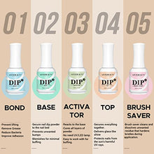 Load image into Gallery viewer, 5+3 Pcs Dipping Powder Liquid Set- 15ml Large Capacity Dip Powder Base & Top, Bond, Activator, Brush Saver for Dip Powder Nail Kit No Nail Lamp Needed (0.5oz)