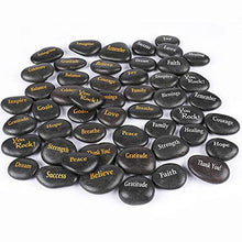 Load image into Gallery viewer, RockImpact 50PCS Engraved Black Stones Different Words Inspirational Extra-Large Black Pebbles Bulk Faith Pocket Word Stones Therapy Healing Prayer Stones Encouragement Rocks Wholesale, 3"-3 ½"ea