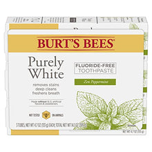Load image into Gallery viewer, Burt’s Bees Toothpaste, Natural Flavor, Fluoride-Free, Purely White, Zen Peppermint, 4.7 oz, Pack of 3