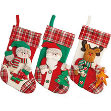 Load image into Gallery viewer, Yecence Christmas Stockings Large 3 Pcs Set 19" 3D Style Santa Snowman Reindeer Character for Xmas Classic Decoration Fireplace Hanging Ornaments Holiday Décor