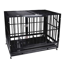 Load image into Gallery viewer, 48'' Size Heavy Duty Pet Dog Cage Strong Metal Crate Kennel Playpen w/Wheels&Tray