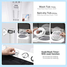 Load image into Gallery viewer, Portable Washing Machine, TACKLIFE 17.6 lbs Mini Compact Twin Tub Washing Machine, Wash (11lbs) and Spin Combo(6.6 lbs), Timer Control with Soaking Function, For Apartment, Dorm, RV, Camping - DSBP171