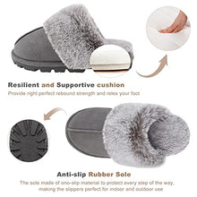 Load image into Gallery viewer, shoeslocker Slippers for Women Size 7 Multi-layer Memory Foam Fluffy Plush Lined House Slippers for Women Indoor Outdoor Grey