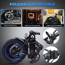 Load image into Gallery viewer, ECOTRIC Electric Bike 500W Foldaway Ebike 20" Fat Tire Folding Electric Bicycle 36V 12.5AH Lithium Battery Beach Snow Mountain E-Bike for Adults Commute Ebike for Female Male UL Certified