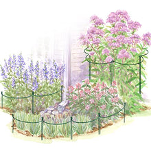 Load image into Gallery viewer, CKE 20 Pack 4mm Plant Support Stakes, Metal Peony Support, Garden Plant Cage Stake Support, Plant Support Ring, Green Half Round Plant Support Ring for Peony, Tomato, Rose, Vine Plant 10" W x 15.8" H