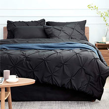 Load image into Gallery viewer, Bedsure Black Twin Comforter Set Kids - 6 Pieces Pintuck Black Bed Set Twin, Pinch Pleat Black Twin Bedding Sets with Comforters, Sheets, Pillowcases & Shams