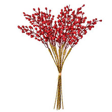 Load image into Gallery viewer, Efivs Arts Artificial Red Berry,8 Pack Holly Christmas Berries Stems for Christmas Tree Decorations, Crafts, Holiday and Home Decor (red)