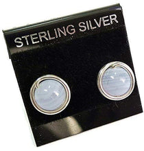 Load image into Gallery viewer, Blue Lace Agate and Sterling Silver Wire-Wrapped Post Earrings