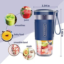 Load image into Gallery viewer, KLOUDI Portable Blender, Cordless Personal Blender Juicer, Mini Mixer, Waterproof Smoothie Blender With USB Rechargeable, BPA Free Tritan 300ml, Home, Office, Sports, Travel, Outdoors Blue
