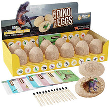 Load image into Gallery viewer, Dig a Dozen Dino Egg Dig Kit - Easter Egg Dinosaur Toys for Kids - Dig up 12 Eggs & Discover Surprise Dinosaurs. Science STEM Activities - Educational Gifts for Boys & Girls Age 3-5 5-7 8-12 Year Old
