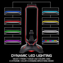Load image into Gallery viewer, ENHANCE Gaming Headset Stand - LED Headphone Hanger with Mouse Bungee and 2 Port USB Hub - 7 RGB Colors + Color Changing Mode, Headset Hanger, Mouse Bungee 3-in-1 Gaming Desktop Accessory