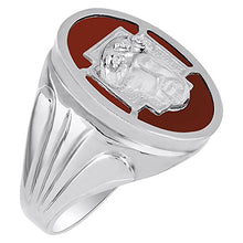 Load image into Gallery viewer, Diamond & Red Onyx Ring 14K Yellow or White Gold Christ Head