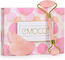 Load image into Gallery viewer, Rose Quartz Face Roller - Jade Roller Gua Sha Set Facial Massager Tools Skin Care Beauty Roller for Body,Face,Eye Puffiness Relief (Pink)