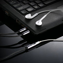 Load image into Gallery viewer, Headset Splitter Cable, DUKABEL Gold-Plated & Strong Braided Y Splitter Audio Cable Separate Microphone Headphone Port Gaming Headset Splitter PC Earphone Adapter VoIP Phone -TopSeries (12inch / 30cm)