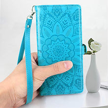 Load image into Gallery viewer, Harryshell Detachable Magnetic 12 Card Slots Wallet Case PU Leather Flip Protective Cover Wrist Strap for T-Mobile Revvl 4 (Not fit REVVL 4+ Plus/REVVL 5G)(Flower Blue)