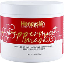 Load image into Gallery viewer, Honeyskin Peppermint Hydrating Face Mask - Moisturizing Face Mask Skincare with Manuka Honey - Hydrating Face Mask for Sensitive Skin and Anti Aging Face Mask - Facial Mask With Bentonite Clay (5.5oz)