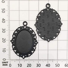 Load image into Gallery viewer, All 32pcs(16 Sets) 18x25mm Enamel Black Oval Blank Bezel Pendant Trays Base Cabochon Settings Trays Pendant Blanks for Jewelry Making DIY Findings (M181)