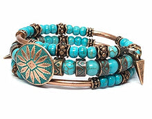 Load image into Gallery viewer, Blue Howlite Turquoise & Copper Southwestern Tribal Jewelry for Men Women Bracelet