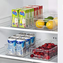 Load image into Gallery viewer, Vtopmart Stackable Clear Plastic Storage Bins, 4 Pack Food Organizer Bins with Handles for Refrigerator, Fridge, Freezer, Cabinet, Kitchen, Pantry Organization, BPA Free, 10" Long