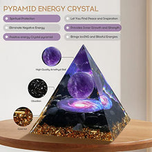 Load image into Gallery viewer, Hopeseed Orgone Pyramid for Positive Energy, Orgonite Amethyst&Obsidian Healing Crystal Pyramids for Reduce Stress Chakra Reiki Healing Meditation Attracts Lucky and Success