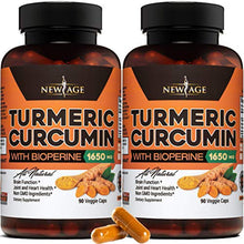 Load image into Gallery viewer, (2-Pack) Turmeric Curcumin with Bioperine 1650mg by New Age. Premium Joint & Healthy Inflammatory Support with 95% Standardized Curcuminoids. Non-GMO, Gluten Free Capsules with Black Pepper