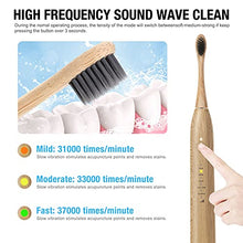 Load image into Gallery viewer, Electric Bamboo Toothbrush, Sonic Toothbrush IPX8 Waterproof, 2 Minute Timer, 3 Rechargeable and Replaceable Bamboo Toothbrush Head