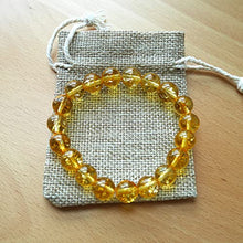 Load image into Gallery viewer, Natural Chakra Healing Crystal Bracelet, Semi-Precious Gemstone Beads Stretch Women Men Jewelry (Yellow Citrine) (8mm)