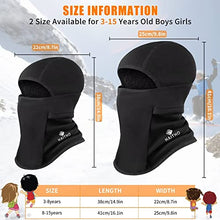 Load image into Gallery viewer, Kids Balaclava Ski Mask 2 Pack, Winter Hat Face Cover Neck Warmer for 3-8 Toddler Children Boys Girls, Windproof Full Face Masks Under Helmet for Cold Weather Skiing, Football, Cycling(Black&Purple)